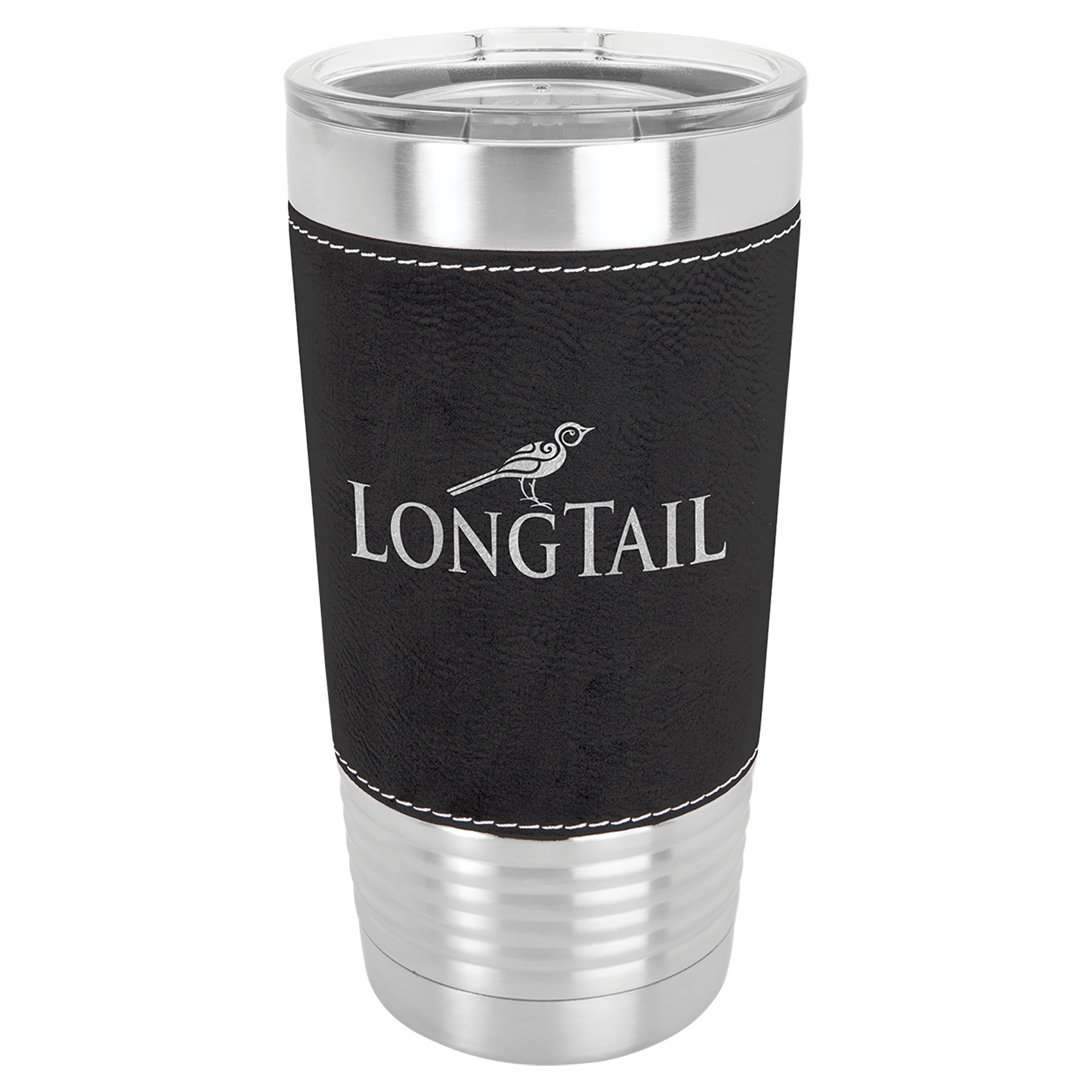 20 oz. Light Brown Laserable Leatherette Tumbler with Clear Lid - LTM5201